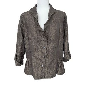 Chico's Jacket Top Metallic Taupe Crinkle size 1 (Med)